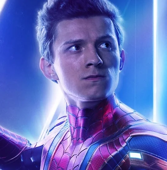 Spider-Man portrait — red and blue mask, silver eyes